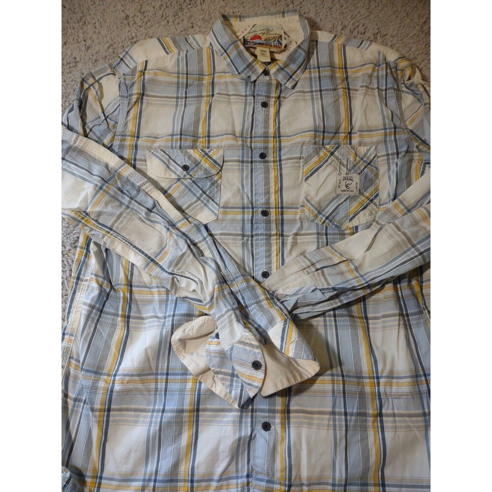Diesel Xxl Long Sleeve Striped Button Up Cotton